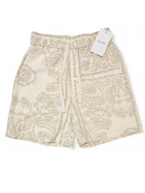 LES DEUX Cream Lesley Paisley Drawstring Shorts